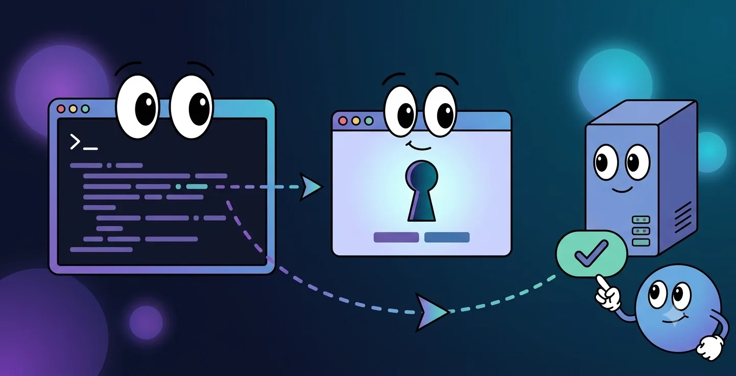 Browser, localhost callback, and Authdog token exchange flow